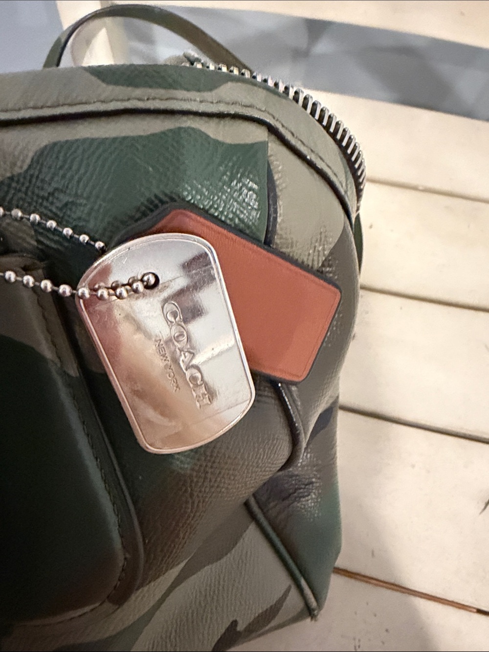 Coach Camo Surrey Satchel Leather Zip Satchel in Green/Brown - Picture 15 of 16